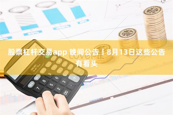 股票杠杆交易app 晚间公告丨8月13日这些公告有看头