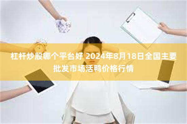 杠杆炒股哪个平台好 2024年8月18日全国主要批发市场活鸭价格行情