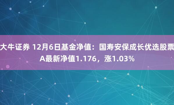 大牛证券 12月6日基金净值：国寿安保成长优选股票A最新净值1.176，涨1.03%